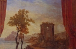 Uno dei paesaggi fantastici degli affreschi della Sala Rossa di Palazzo Muzzarelli Crema.