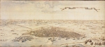 Vedute aeree di Ferrara a confronto: da una carta del XVIII secolo (Biblioteca Ariostea). 