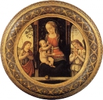 Biagio d'Antonio, Madonna col bambino, S. Giovanni e un angelo, tempera e olio su tavola.