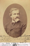 Una foto di Giuseppe Verdi, con dedica autografa a Maria Waldman.