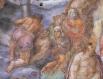 Bastianino, Giudizio Universale, Ferrara, Duomo: San Sebastiano, il pittore e la sua donna.