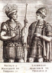 Antiche incisioni che riproducono i ritratti dei membri della famiglia d'Este: Nicolò e Lionello.