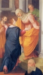 Sebastiano Filippi detto il Bastianino, (ca. 1532 - 1602), Visitazione (visita della Madonna a santa Elisabetta), olio su tela, cm 147x88, Cassa di Risparmio di Ferrara, in deposito presso la Pinacoteca Nazionale di Ferrara.