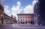 Il Palazzo Arcivescovile recentemente restaurato visto dal lato del Duomo di Ferrara.