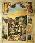 Pittura murale staccata di Nicolò dell'Abate, con scene tratte dall'Orlando Furioso.