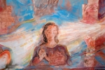 Particolare degli affreschi di Paolo Baratella: l'Annunciazione e la Natività.