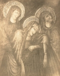 il frammento con le Tre Marie in una foto dei primi del Novecento, unica attestazione fotografica esistente dell'affresco.