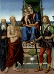 Domenico Panetti, Madonna in trono col Bambino ed i Santi Antonio Abate, Giobbe, Giuliano e Pietro martire, originariamente commissionato per la chiesa di San Giobbe