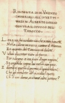 Il frontespizio del manoscritto della Risposta.