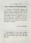 Copia a stampa del Rescritto che decreta la nascita della Cassa di Risparmio (5 maggio 1838), Tipografia Gaetano Bresciani, 1840.