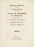 Regolamento per l'Istituzione della Cassa di Risparmio di Ferrara, Tipografia Gaetano Bresciani, 1840