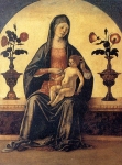 Ercole de' Roberti, Madonna col Bambino tra due vasi di rose, Ferrara, Pinacoteca Nazionale, Collezione Vendeghini-Baldi.