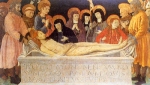 Maestro ferrarese-padovano della metà del XV secolo, Sepoltura di Cristo con Santi francescani, Ferrara, Pinacoteca Nazionale, Collezione Costabili.