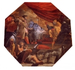 Una delle grandi tele seicentesche del soffitto.