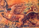 Arazzi delle Storie di San Giorgio, ''San Giorgio e il drago'', particolare, Ferrara, Museo della Cattedrale.