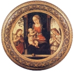 Biagio d'Antonio, Madonna col bambino, S. Giovanni e un angelo, tempera e olio su tavola.