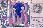 Annunciazione, miniatura dal Graduale di San Cristoforo alla Certosa, Ferrara, Museo Schifanoia.